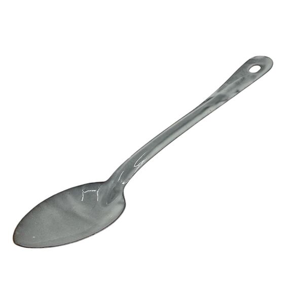 Vintage Gray‎ Graniteware Spoon Large Farmhouse Kitchen Cookware Serving - Picture 3 of 7